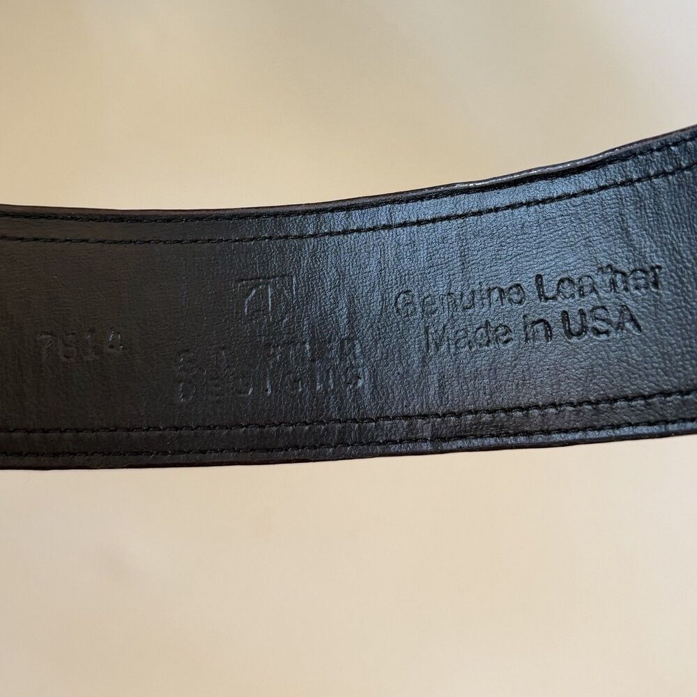 G Duftler Equestrian Spur Belt 34 Croc Embossed Leather 2" Wide Oversized Buckle - Picture 6 of 8